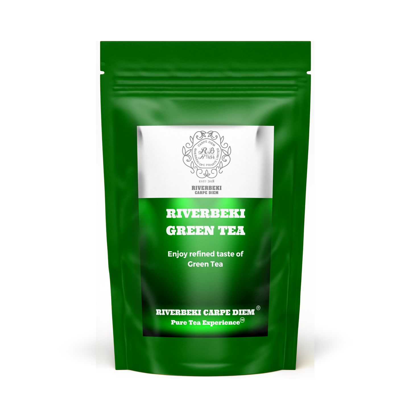 Riverbeki Green Tea 100g Pack – Premium loose leaf green tea in resealable pouch