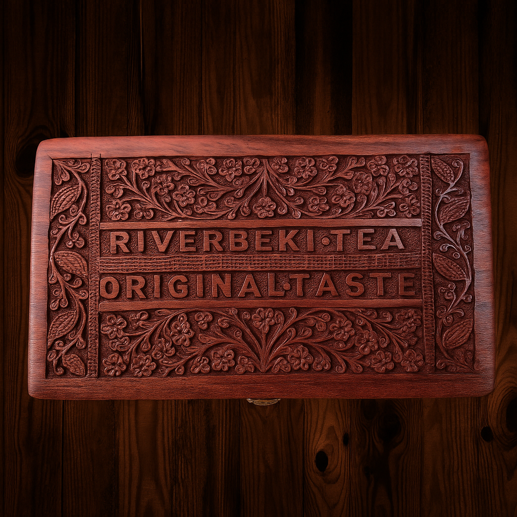 Riverbeki Sheesham Wooden Tea Box | Handcrafted in Saharanpur (GI Product) | 100 g Royal Assam Premium Tea | Second Flush Assam CTC | Luxury Tea Gift Set
