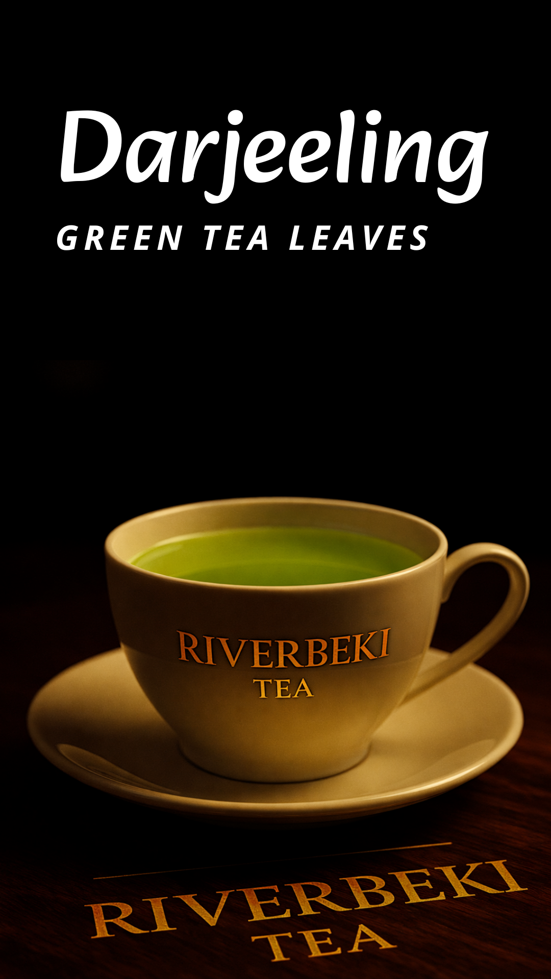 Riverbeki no bitter organic green tea in branded cup