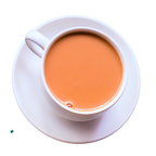Riverbeki Authentic Assam Unblended Kadak Chai – Rich, creamy milky tea in white cup, strong Assam CTC tea for authentic Indian chai experience, buy online