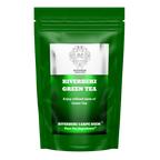 Riverbeki Organic Green tea package with 'Riverbeki Carpe Diem' branding on a white background