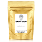 Riverbeki Vintage Assam Pure Assam Tea Collection – Gold resealable pouch for authentic kadak chai, 100% unblended Assam CTC tea, buy Vintage Assam Tea online India