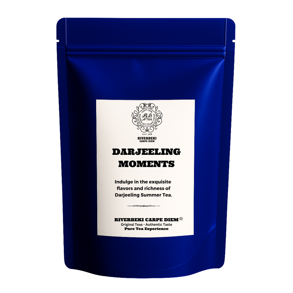 Riverbeki Darjeeling Black Tea Moments 100gm – Premium Second Flush Loose Leaf Tea in Blue Stand-Up Pouch