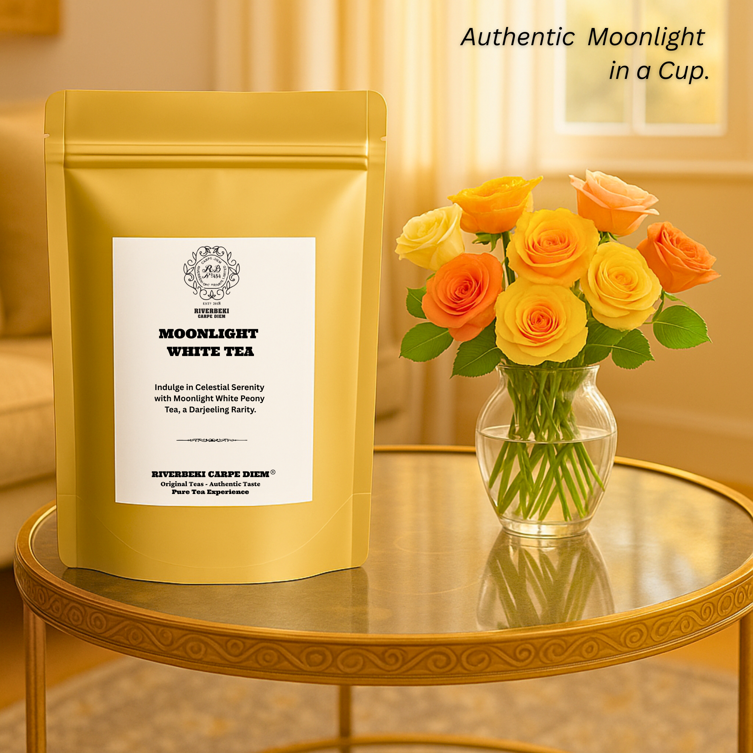 RIVERBEKI Moonlight White Peony Tea | 100g | Premium Darjeeling Whole Leaf White Tea | Floral Aroma | Antioxidant-Rich