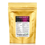Back of Riverbeki Classic Assam Premium CTC Tea 1 kg gold pouch showing product label, nutritional information and brewing instructions