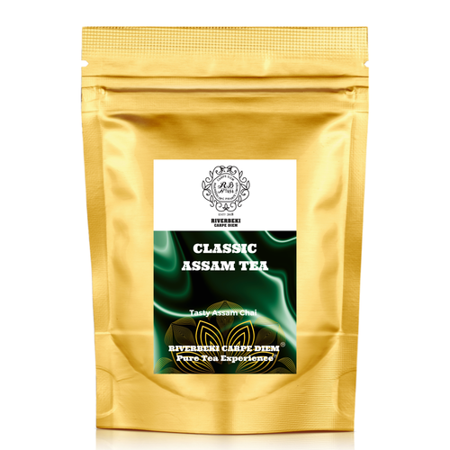 Riverbeki Classic Assam Premium CTC Tea – 1 kg gold resealable stand-up pouch, 100% natural pure Assam CTC chai