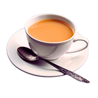 Riverbeki Classic Assam Premium CTC Tea brewed as a rich hot Assam chai served in a white cup with saucer and spoon