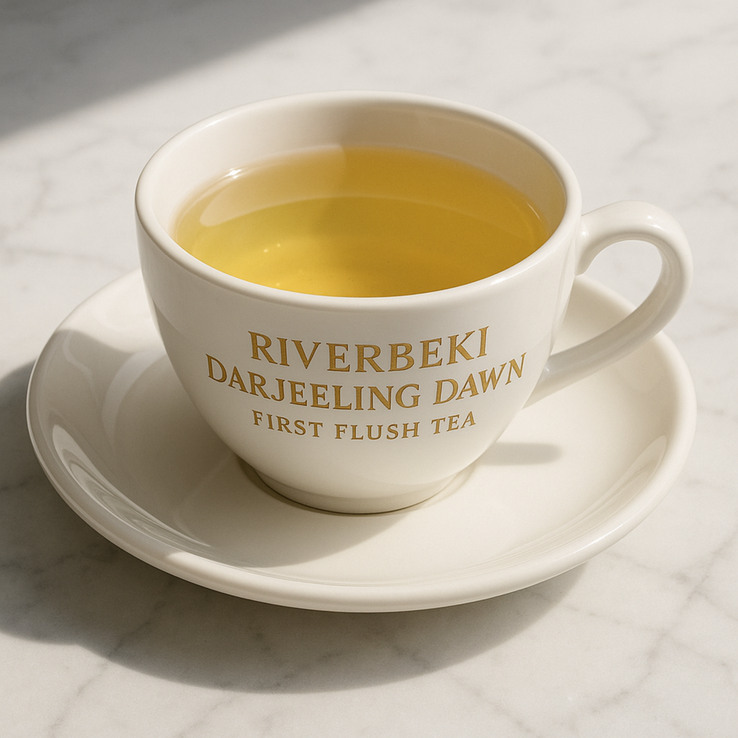 Brewed Riverbeki Dawn Darjeeling First Flush Tea in White Cup – Golden Liquor