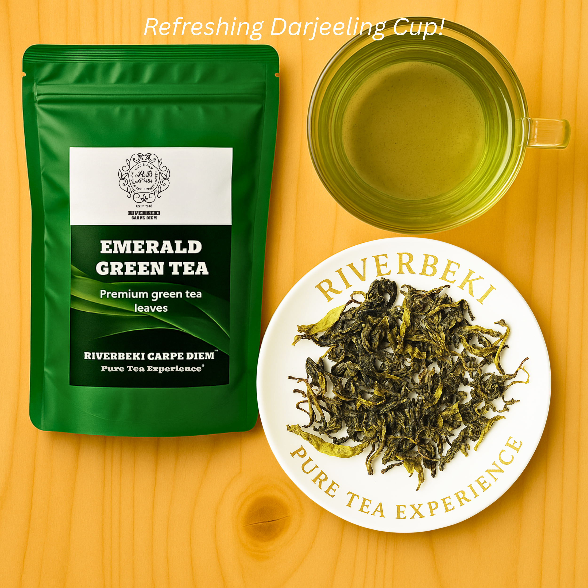 Riverbeki Emerald Green Tea – Pure Darjeeling Leaves | Premium Single-Origin | No Additives | 100gm