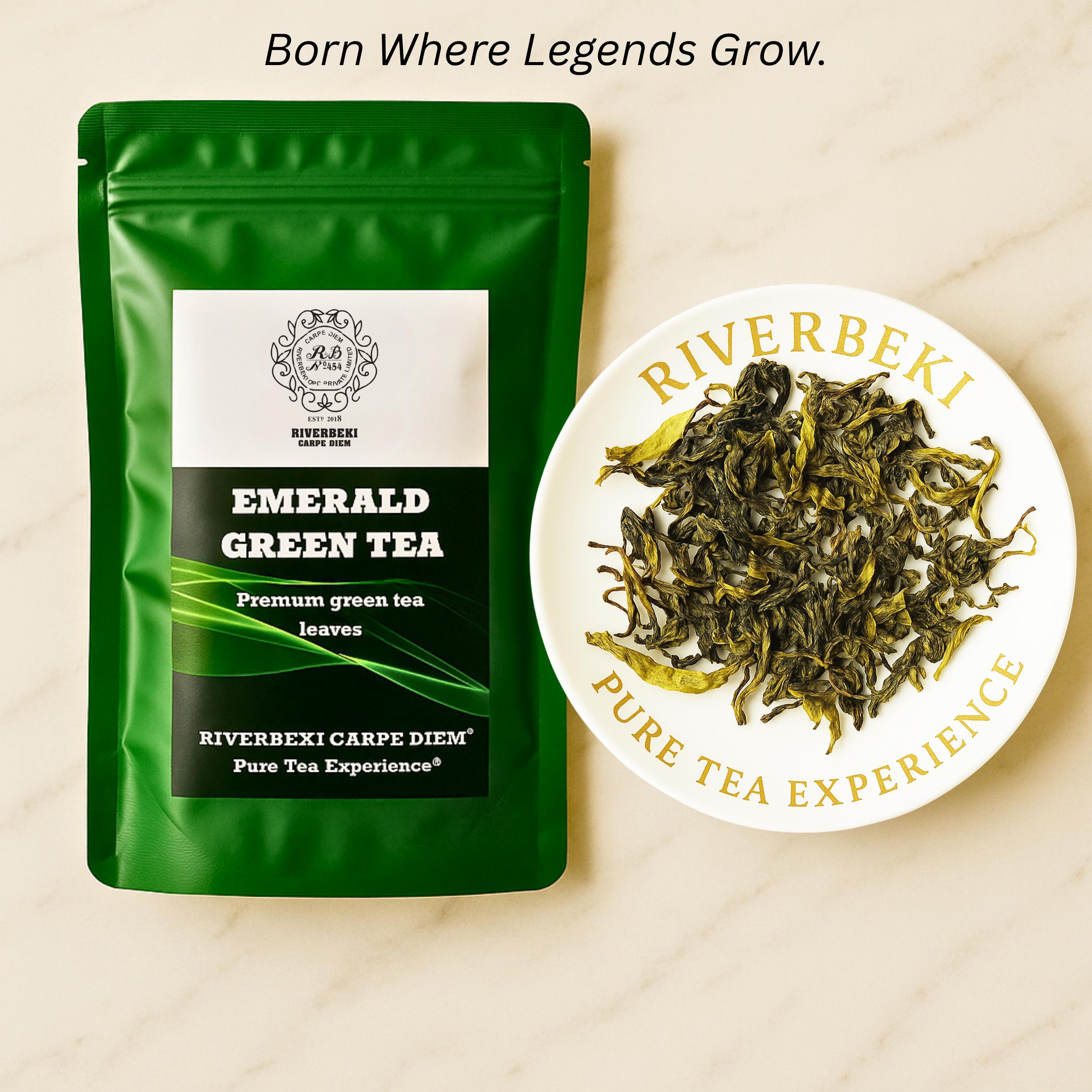 Riverbeki Emerald Green Tea – Pure Darjeeling Leaves | Premium Single-Origin | No Additives | 100gm