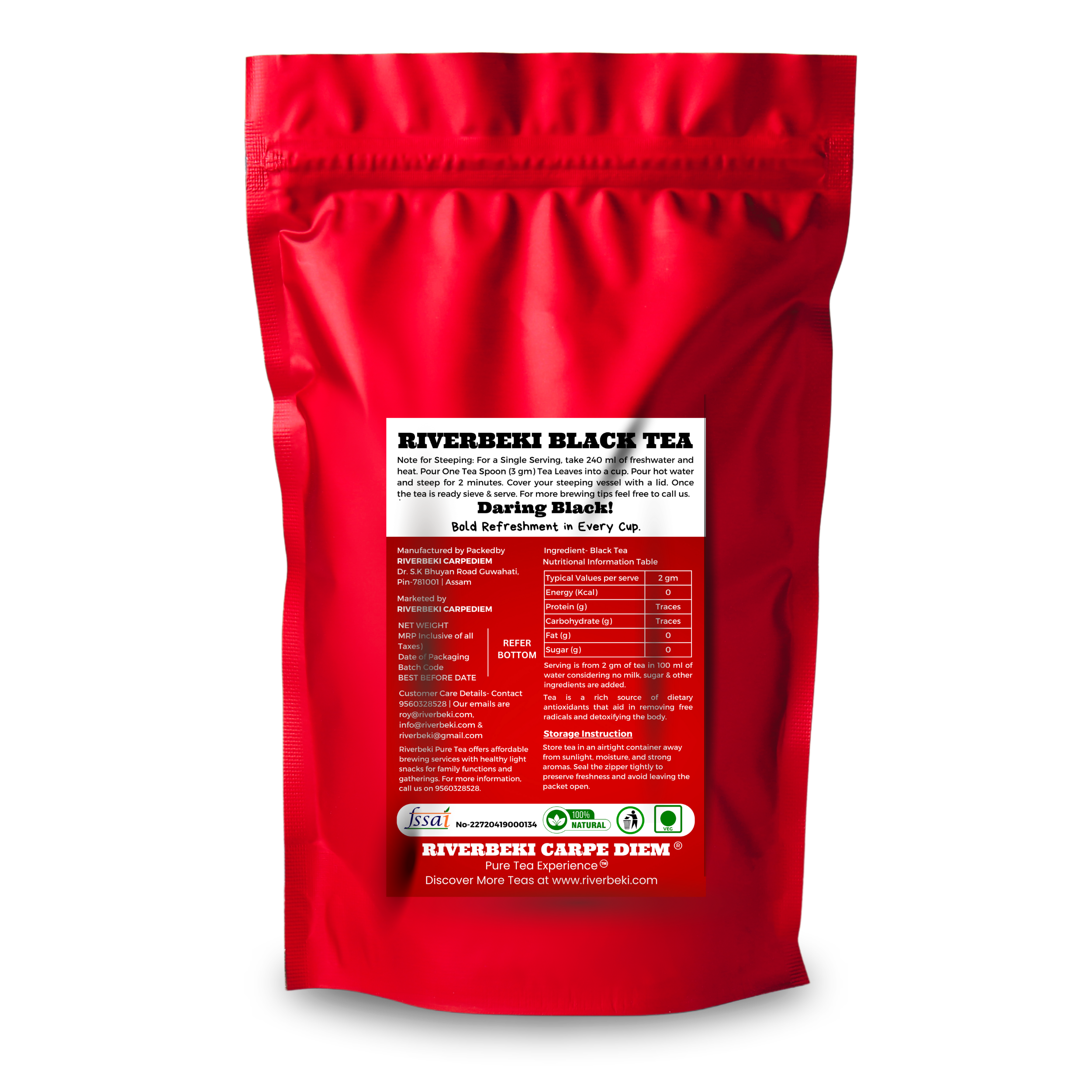 Riverbeki Golden Tippy Black Tea 100 gm – Premium Assam Orthodox Leaf for a Bold & Deep Flavours