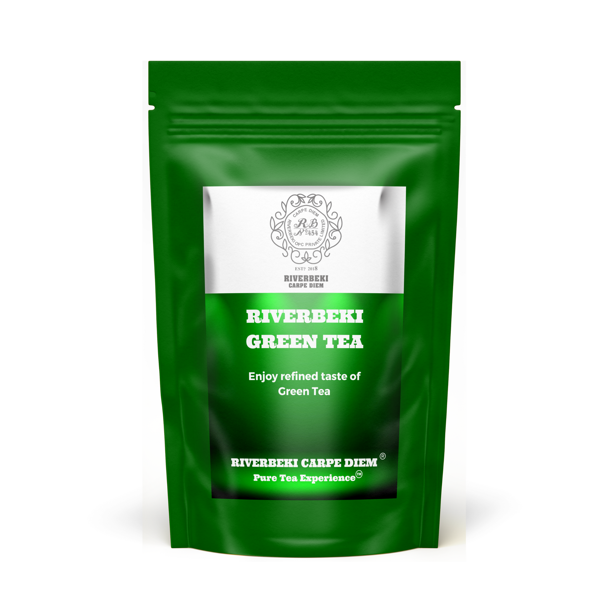 Riverbeki Green Tea 100g Pack – Premium loose leaf green tea in resealable pouch