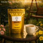 Daily Chai Time Ritual with refreshing Assam Gold Premium Tea chai in cozy home garden