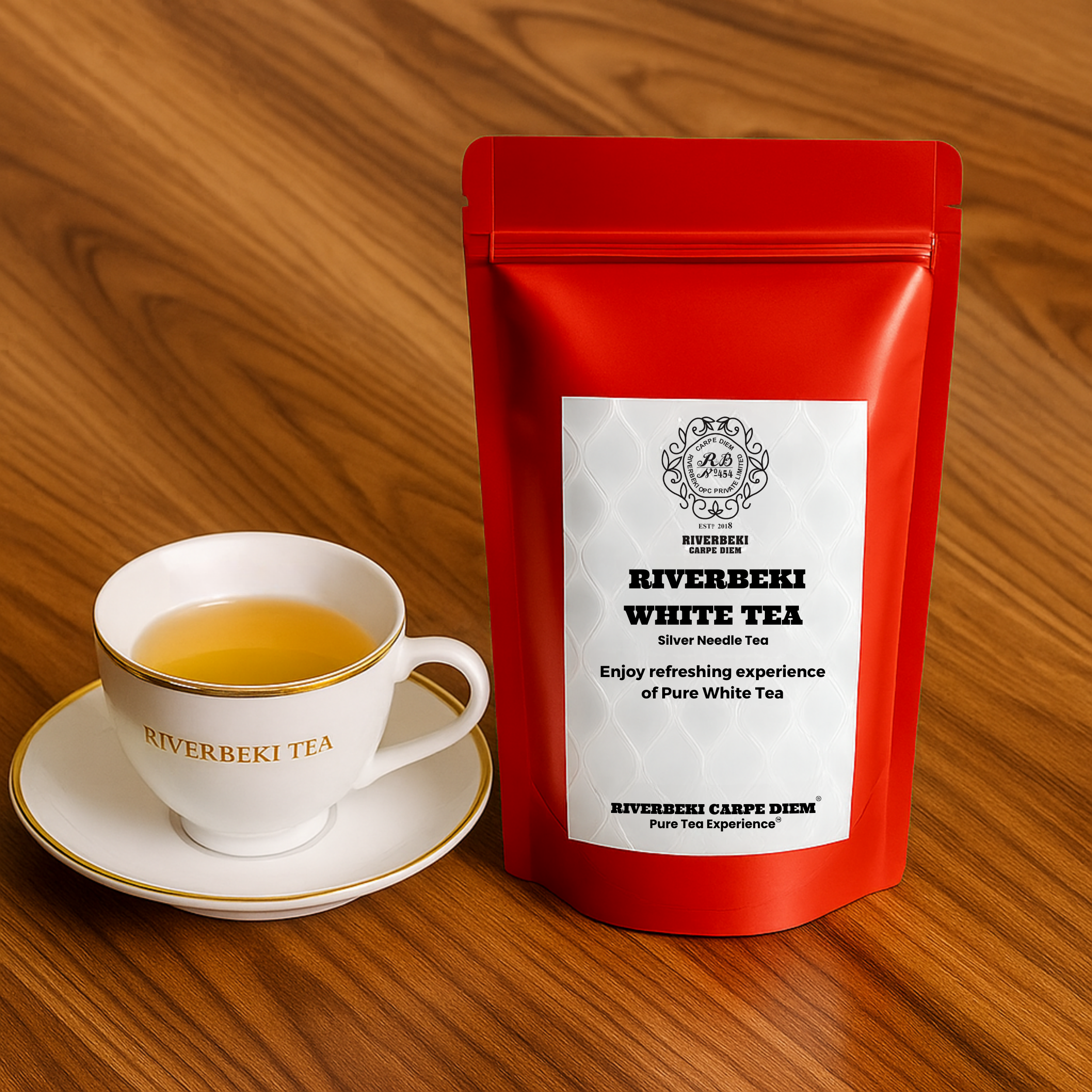 Riverbeki Silver Needle White Tea 50 g | Organic Loose Leaf | Low Caffeine, High Antioxidants | Large, Downy Buds - Upper Darjeeling | Red Pack