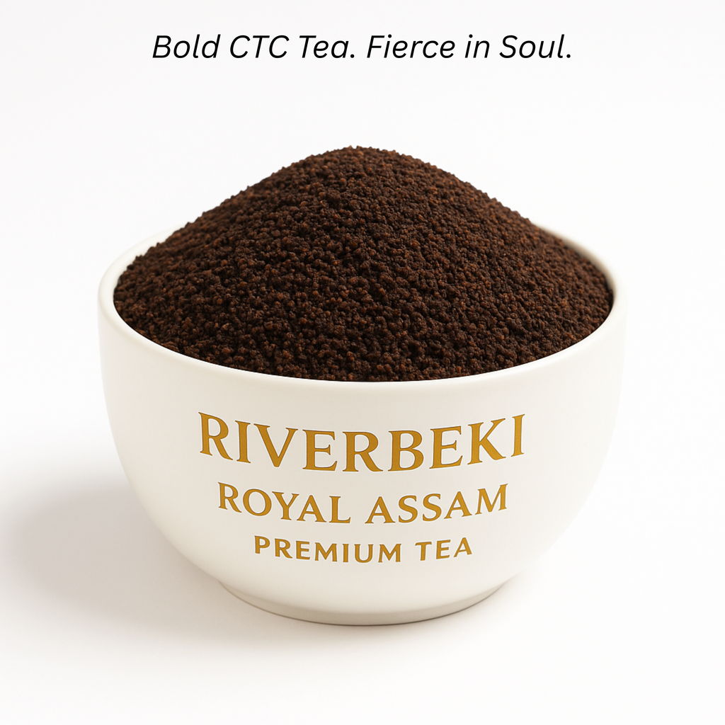 Riverbeki Royal Assam CTC Tea single origin close-up view on display