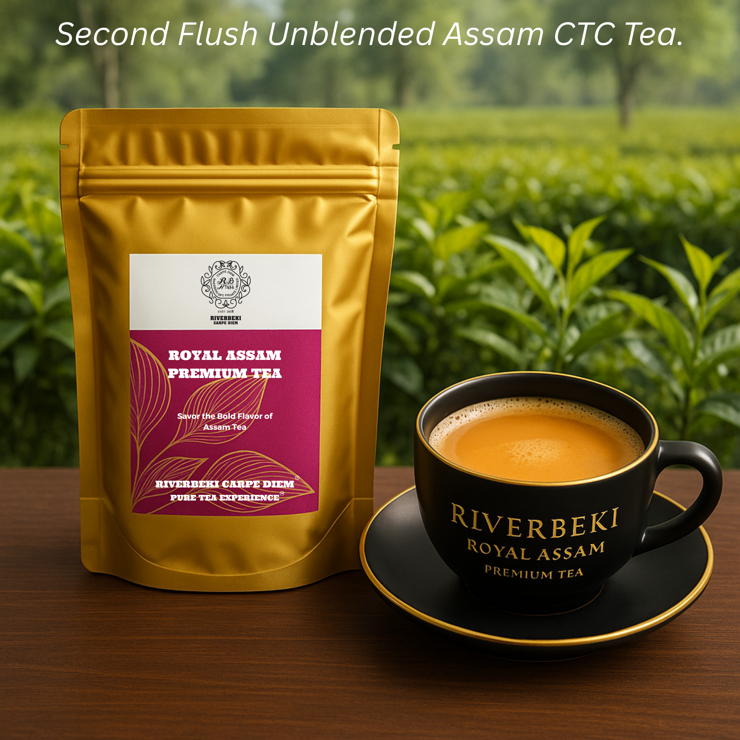 Royal Assam Premium CTC Tea Second Flush Single-Origin Pouch with Chai cup